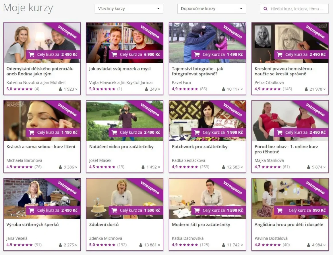 Všechny online kurzy lekce zdarma Kurzy pro radost